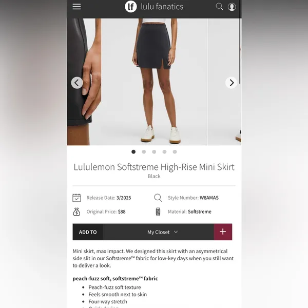 NWT Lululemon Softstreme High-Rise Mini Skirt - size M - Image 7