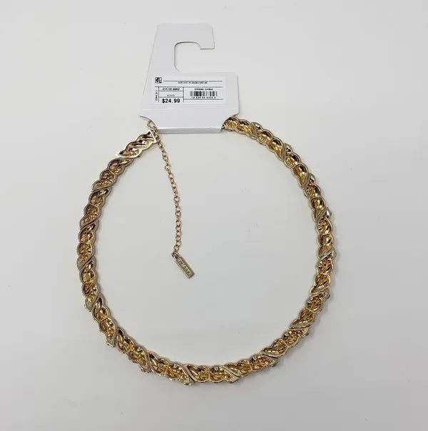 NWT Sugarfix by Baublebar Gold-Tone Hinged Twist Rhinestone Necklace Women's - Image 2