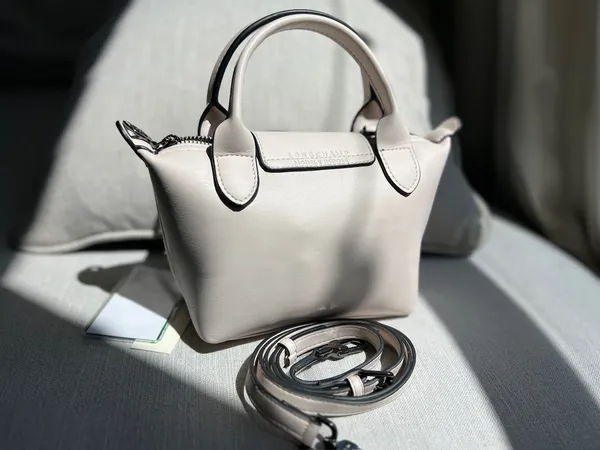 Longchamp Le Pliage small White leather bag - Image 2