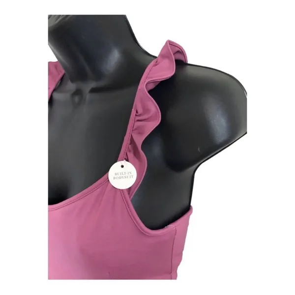 Sincerely Jules pink ruffle strap built-in bodysuit‎ active tennis dress size M - Image 4