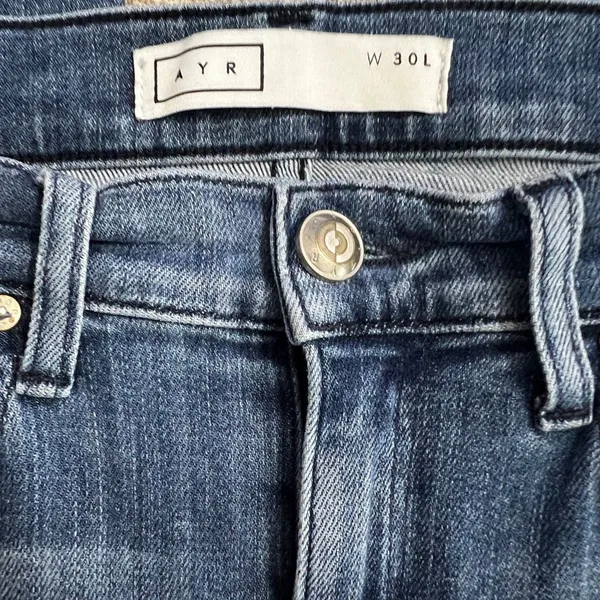 AYR The Bomb Pop Jeans 31 High Rise Straight Leg Raw Hem Medium Wash - Image 10