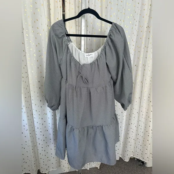 Carly Jean Los Angeles CJLA Isadora On Off Shoulder Tiered Front Tie Dress L - Image 5