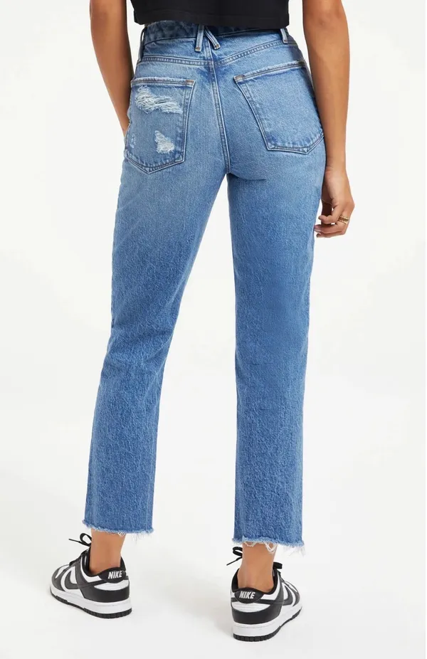 Good American Good Vintage Raw Hem Distressed Pocket Jeans NWT - Image 2