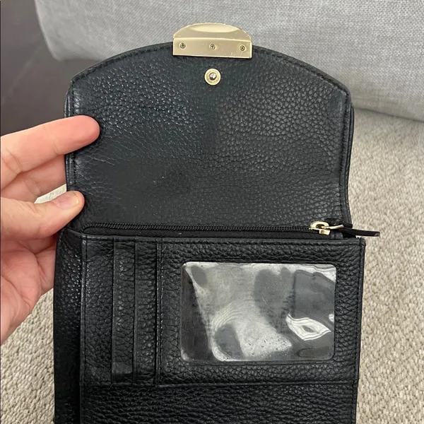 Kate Spade Black Wallet pebbled wallet with Gold Accent - Image 6