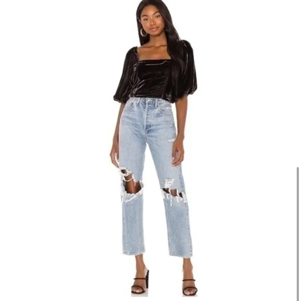 Free People Marie Velvet Open Back in Black - Image 3
