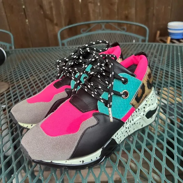 Steve Madden Cliff Chunky Platform Trainers Sneakers Wedges Pink Animal Size 6 - Image 2
