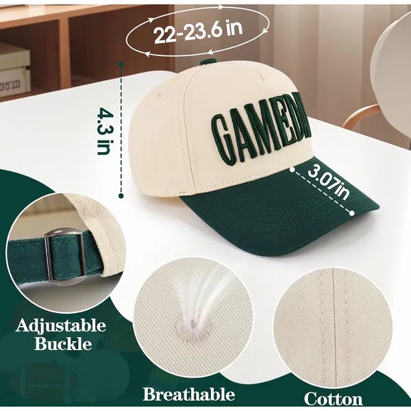 NWT Gameday Hat Vintage Embroidered Cream Green Trucker Snapback Baseball Cap - Image 3