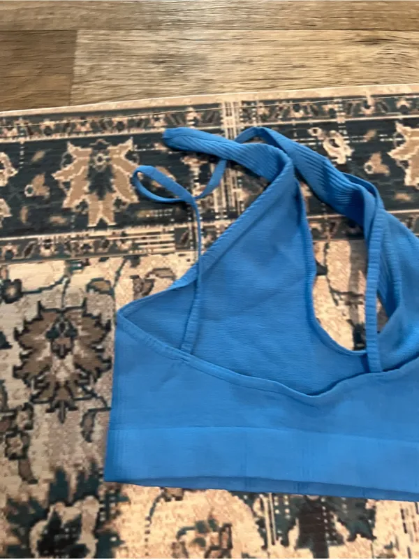Free people intimately seamless Blue Ribbed Halter Crop Top - Image 6