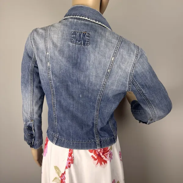 Abercrombie & Fitch Size Small‎ Blue Denim Jacket 3/4 Sleeves Button Up - Image 8