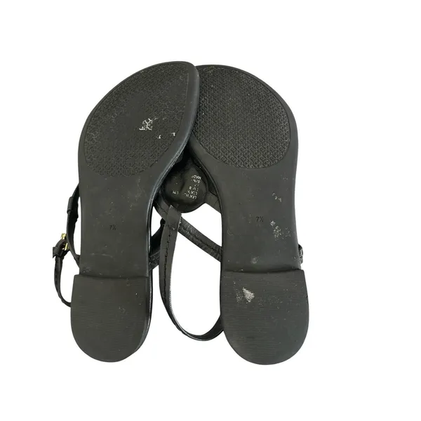 Tory Burch Black ThongSandals with Gold Logo - Heavily Used Size 6.5 - Image 3