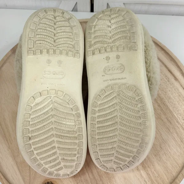 Crocs Furever Crush Faux Fur Lined Platform‎ Clogs Ivory Bone Women Size 8 - Image 9