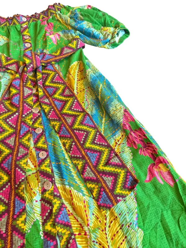 Farm Rio Banana Leaves Off-the-Shoulder Midi Dress Bright Colorful Size Small - Image 10