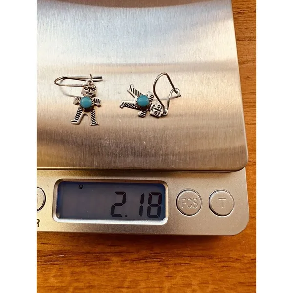 JP Sterling Silver Turquoise Pierced Earrings‎ Pendant Charm Southwestern Tribal - Image 5