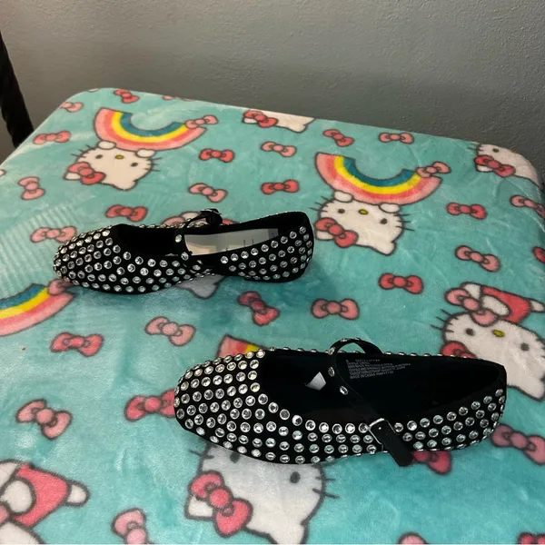 Issa Rhinestone Mary Jane Ballet Flats - A New Day Black size 6‎ - Image 3