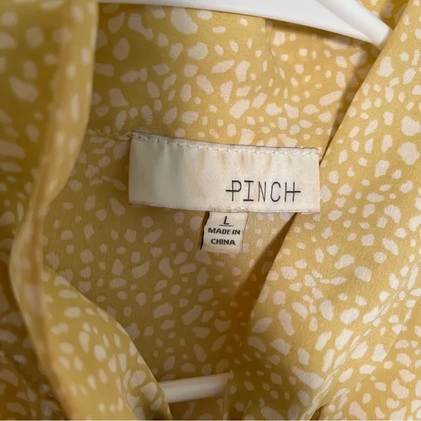 Pinch Womens Size Large Ruffle Dress Yellow White Geometric Dot Pattern Neck Tie - Image 7