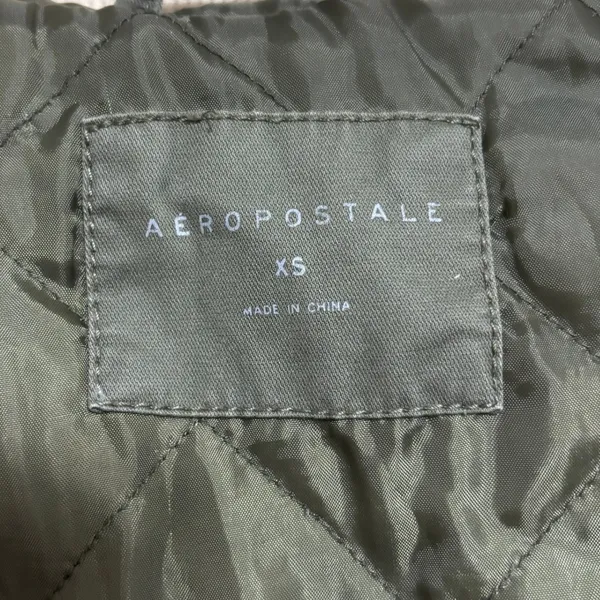 Aeropostale Utility Parka Jacket Olive Green Quilted Lined Hooded Anorak XS - Image 9