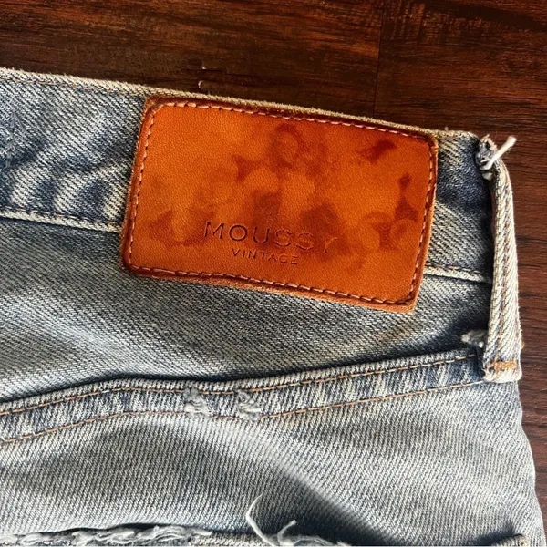 MOUSSY Vintage Light Wash Distressed Straight Jeans Size 24 Made in Japan - Image 7