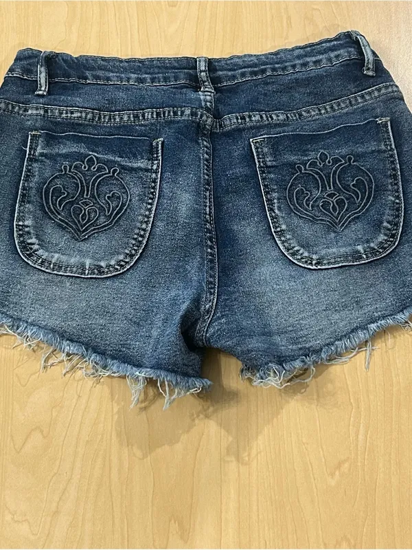 SHEIN Distressed Frayed Hem Denim Jean‎ Shorts - Image 3