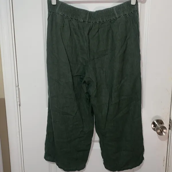 Jacqueline‎ de Yong Olive Linen Pants 42 coastal breathable pull on lagenlook - Image 7