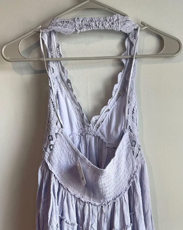 Free People Adella Icelandic Blue Halter Slip Dress, Medium- NWT - Image 3