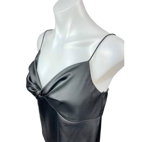 Princess Polly Black Silk Satin Sleeveless Twist Front Cami Camisole Tank Top 10 - Image 3