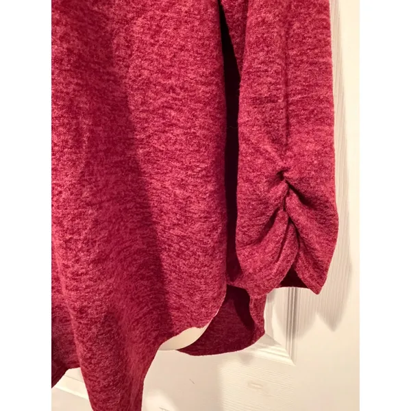 Y2K Maroon Lace Back Long Sleeve Henley‎ Top Women’s XXL 2X No Boundaries - Image 4