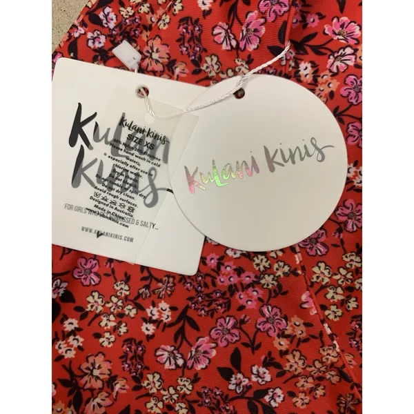 Kulani Kinis Zulu Floral High Hip Bikini‎ Bottom XS NWT Red Pink Tropical - Image 3