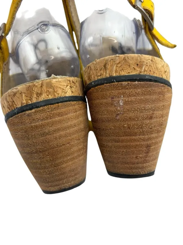 -Wolky Fancy Me Lion Comfort Sandals Womens 42 Yellow Leather Lace Open Toe Heel - Image 6