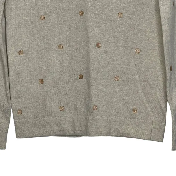 J. Crew Sweater Size XS Light Tan‎ With Gold Polka Dots Cotton Merino Wool Blend - Image 4
