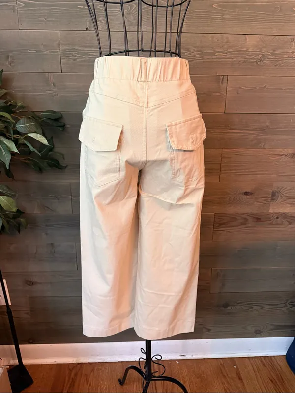 Ladies elastic cropped wide leg trousers - Image 4