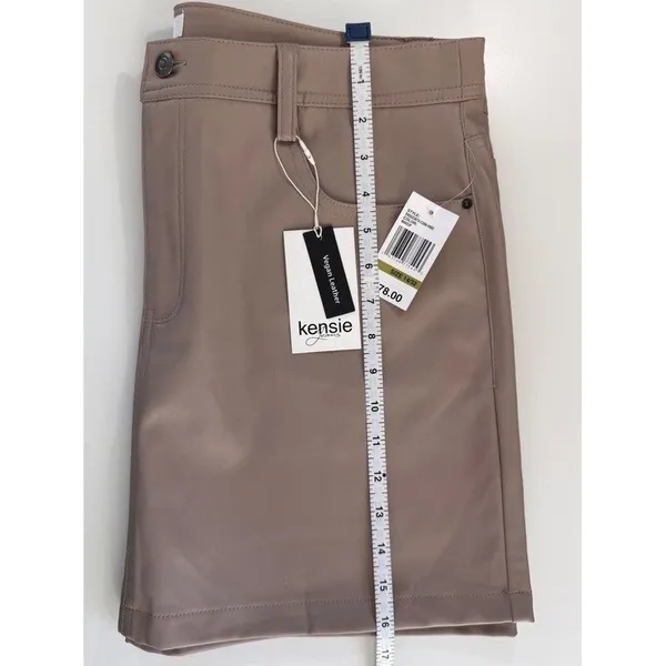 Kensie Jeans Taupe Beige Vegan Leather Mini‎ Skirt High Waist NWT 14 32 - Image 10