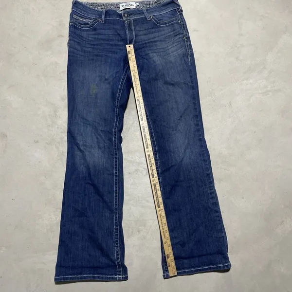Ariat REAL High Rise Dorothy Boot Jeans Women's SZ 36x36 Wash Blue Stretch *Mark - Image 4