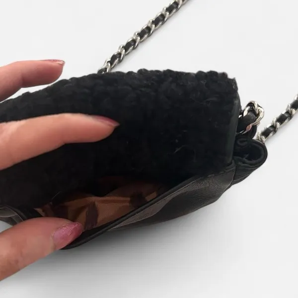 aimee kestenberg fierce and fab shearling chain leather flab mini micro purse - Image 6