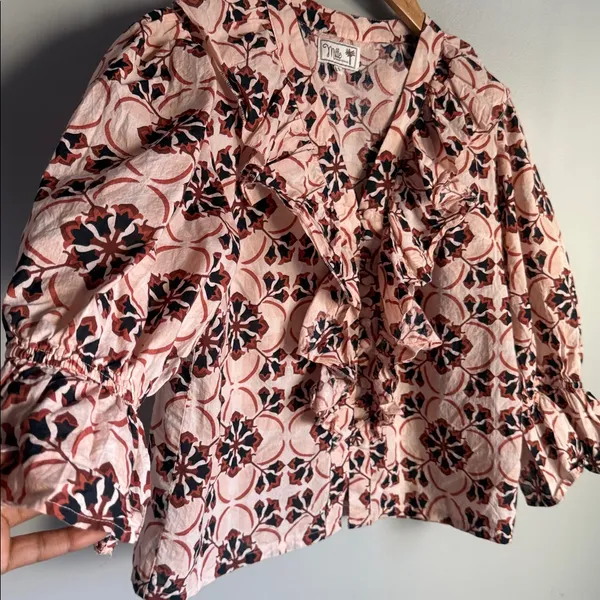 Mille Sayulita print Ruffle Blouse Pink - Image 4