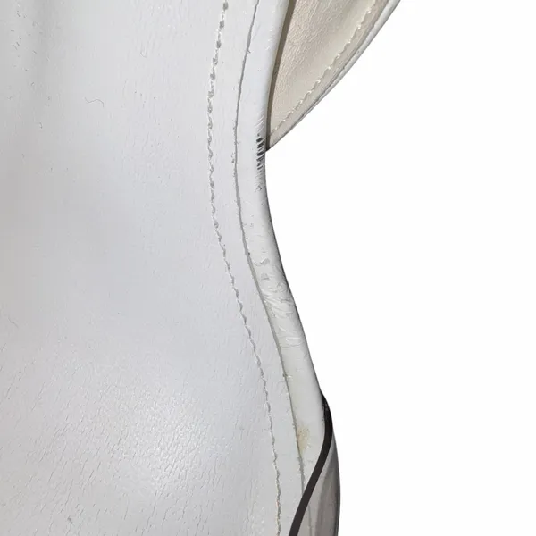Schutz White Leather & Clear Acrylic Slingback Pointy Toe Heels Shoes 11 - Image 9
