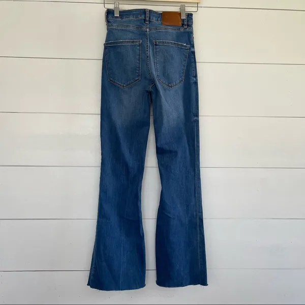 Zara Women’s 2 Raw Hem Flare Wide Leg Denim Jeans - Image 3