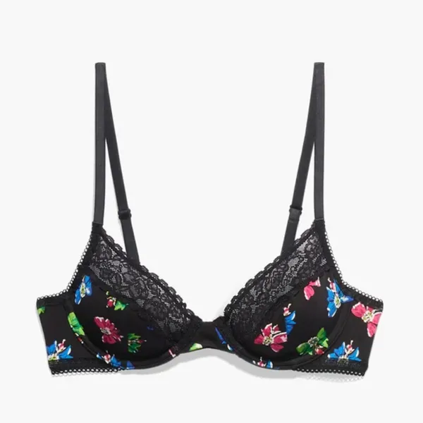 Savage X Fenty Cotton Essentials Unlined Bra Lace Bad Butterfly Black Size S Breathable Fabric: Soft and stretchy signature cotton-jersey body construction for comfortable, all-day lounge or streetwear wear.Unlined Support: Features lightweight, unlined 3-layer underwire cups and supportive wings designed to hug and lift your natural shape without extra bulk.Signature Details: Finished with delicate, tonal scalloped logo lace trim running along the cups.Custom Fit: Features fully adjustable shoulder straps and a classic hook-and-eye back closure with tonal nylon-coated hardware.Materials: Body is 95% Cotton, 5% Elastane; Delicate Lace trim is 82% Polyamide, 18% Elastane.Care Instructions: Hand wash cold, lay flat to dry. - Image 5