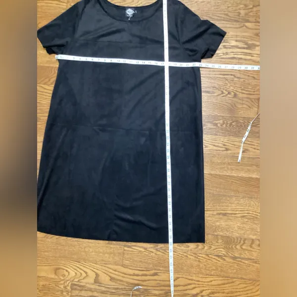 Calstyle Black Faux Suede short sleeve shift dress Size XL - Image 8