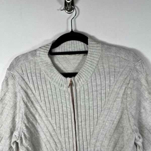 Soft Surroundings Vieux Carre Sweater Zipper Cardigan Womens Sz L Pockets‎ Gray - Image 4