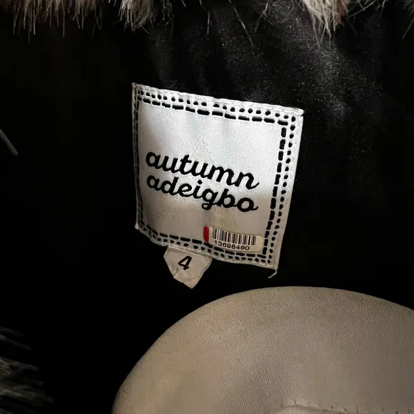 Autumn Adeigbo Faux Fur Chevron Wednesday Long coat WOMENS 4 - Image 7
