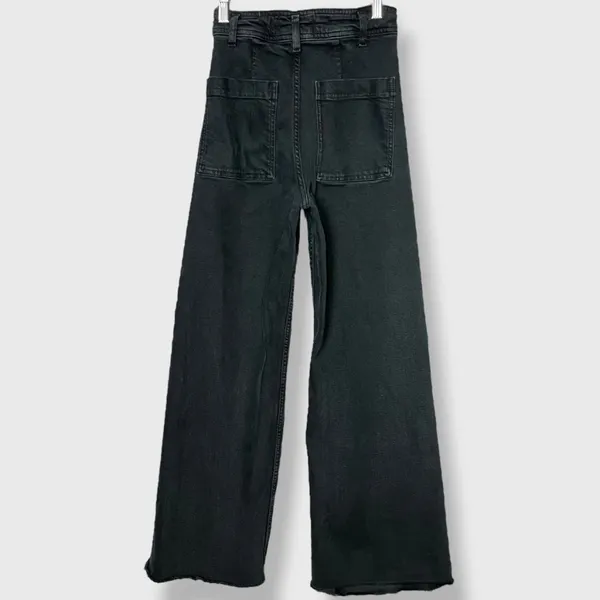 Zara Jeans Marine Straight Jeans Size‎ 0 Women Wide Leg Raw Hem Faded High Rise - Image 2