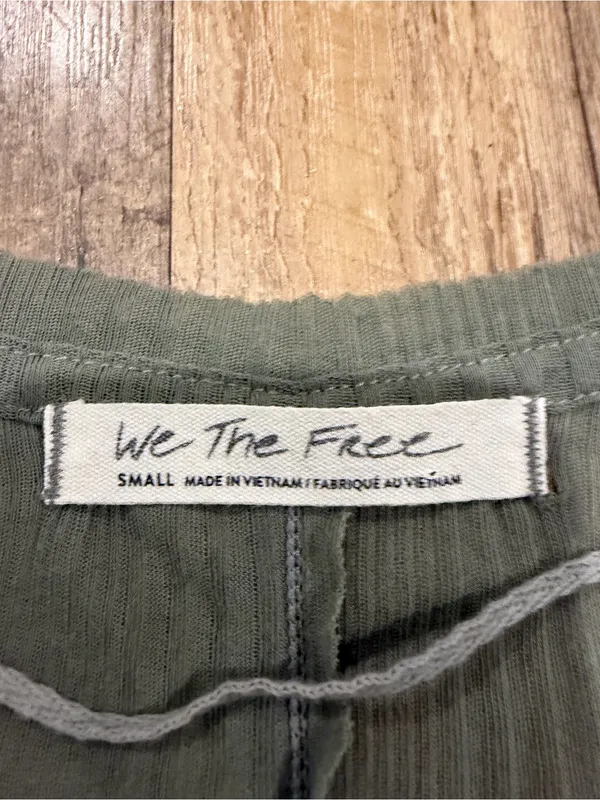 We The Free Olive V-Neck Ribbed Short Sleeve Tunic - Image 2