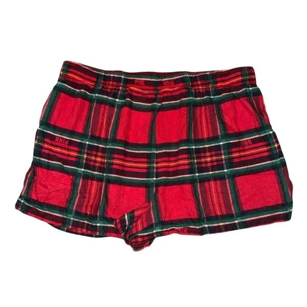 PINK Victoria’s Secret red green plaid pajama shorts women’s size small - Image 2