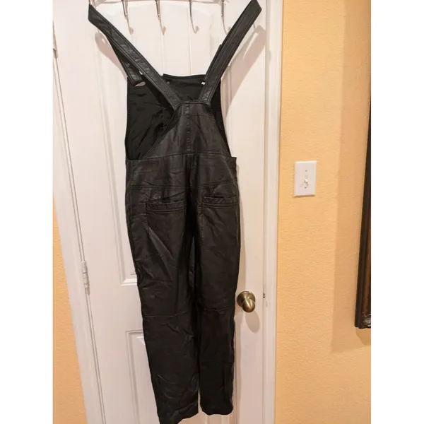 Free People Faux Leather Overalls Jumpsuit Black Size 4 - Image 9