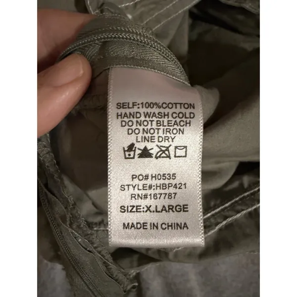 Hunter & Brown Cargo Overalls Womens XL Olive Green Wide Leg Cotton HBP421 - Image 9