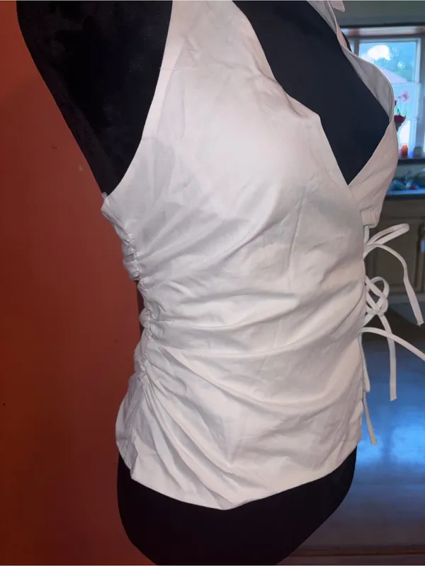 NWT-Zara White Colloared Halter Wrap Women's Top - Image 2
