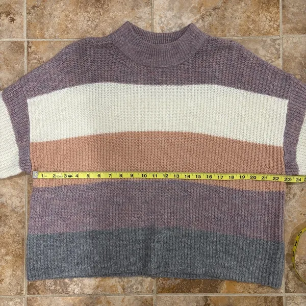 Silverflint Boutique soft and cozy purple and brown striped sweater - Image 3