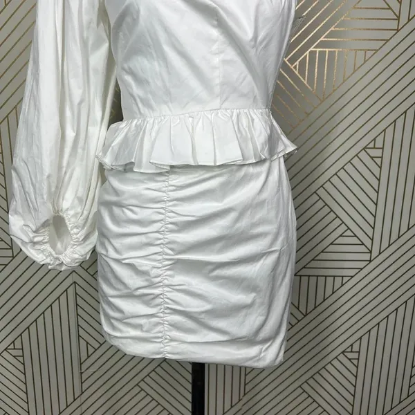 Shona‎ Joy Grant One Shoulder Ruched Mini Dress in White Size US 2 - Image 6