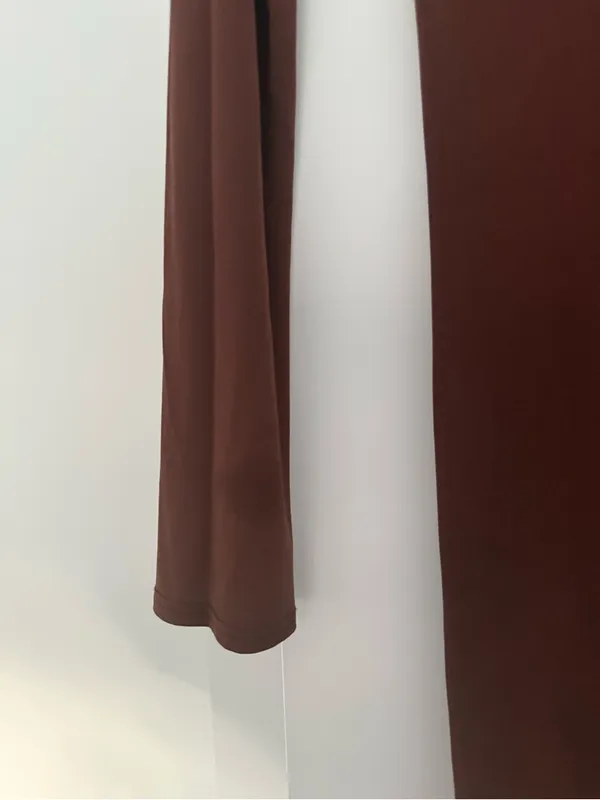 New Look Button-Front Ruched Long Sleeve Dress in Rust - Image 9