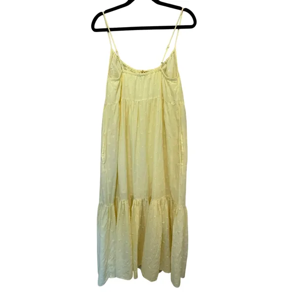 Old Navy Tiered Floral Embroidered Maxi‎ Tank Dress Medium Butter Yellow Granola Fairy - Image 6